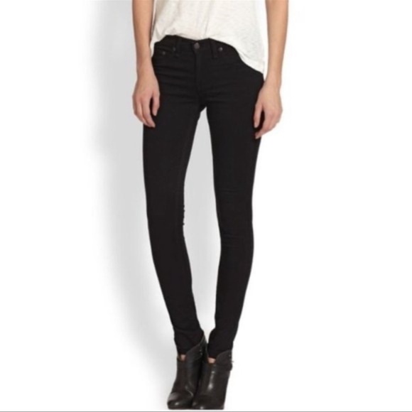 Rag & Bone / Plush Black Jean Sz 24 legging - Picture 1 of 14
